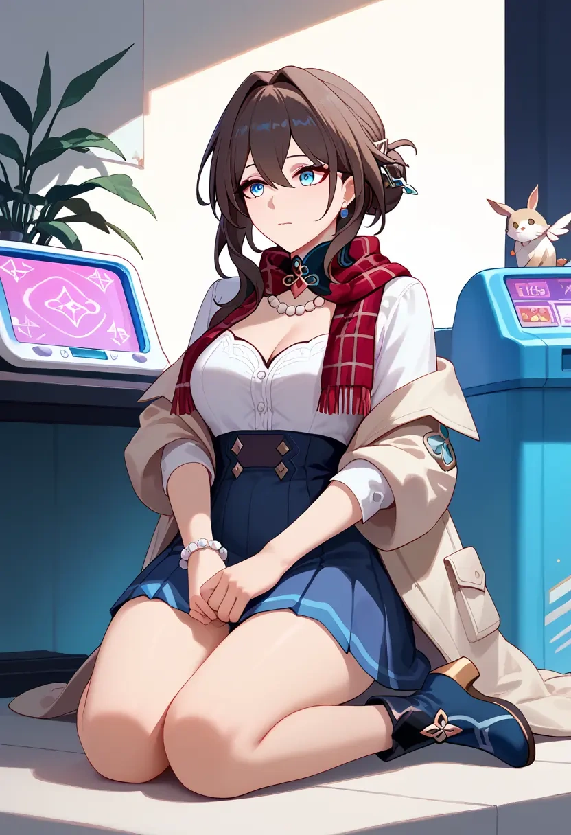 star rail,ruan mei,winter,student uniform,fur-trimmed coat  - 